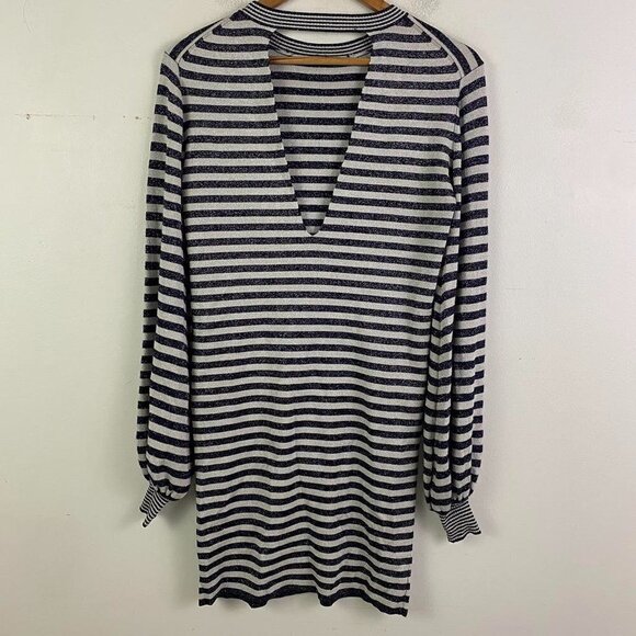 MAJE silver and black sparkly long sleeve striped dress - Picture 5 of 7